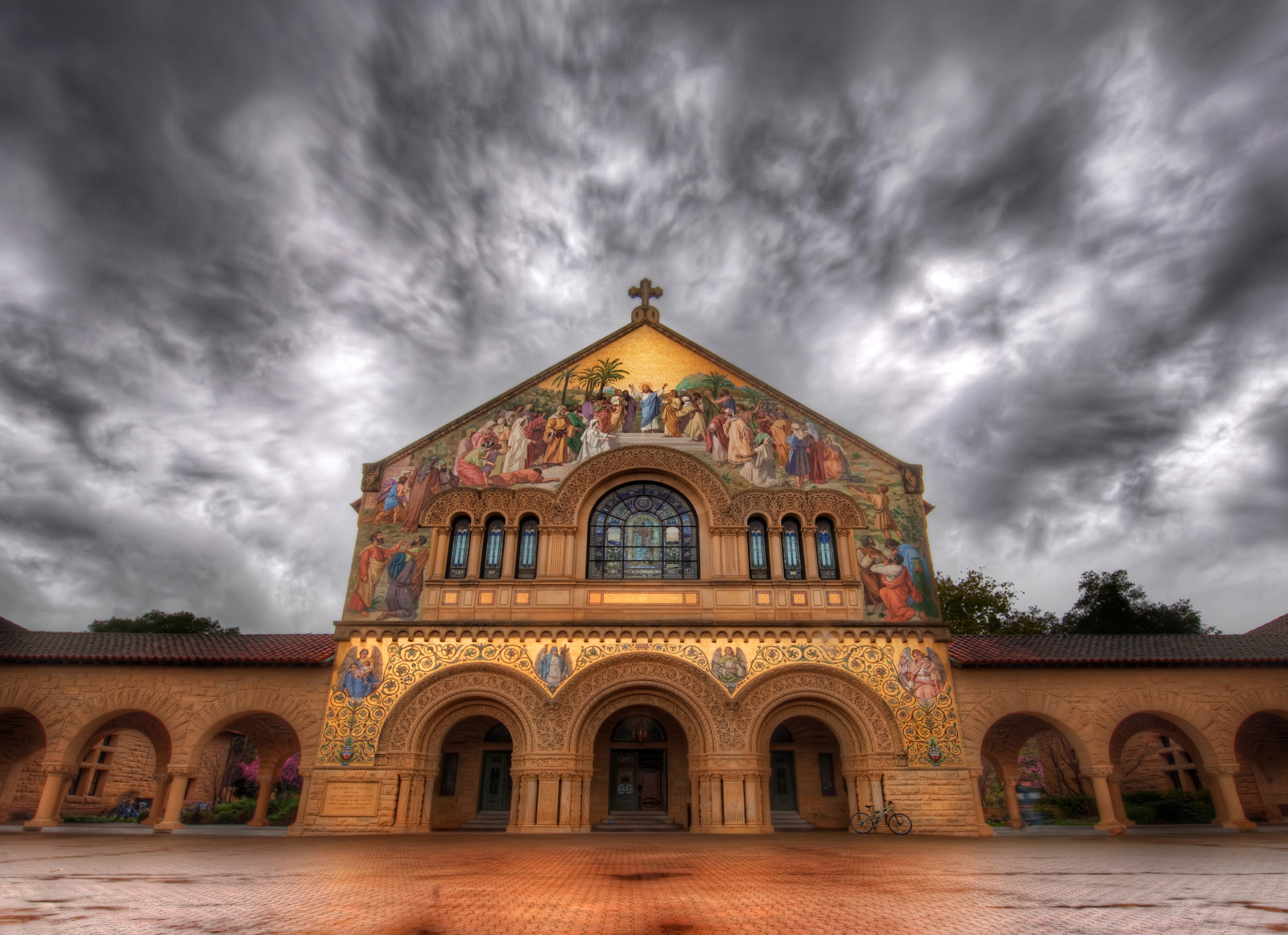 az ég, a város, felhők, Festmény, HDR, Templom, falfestmény, Stanfordi templom