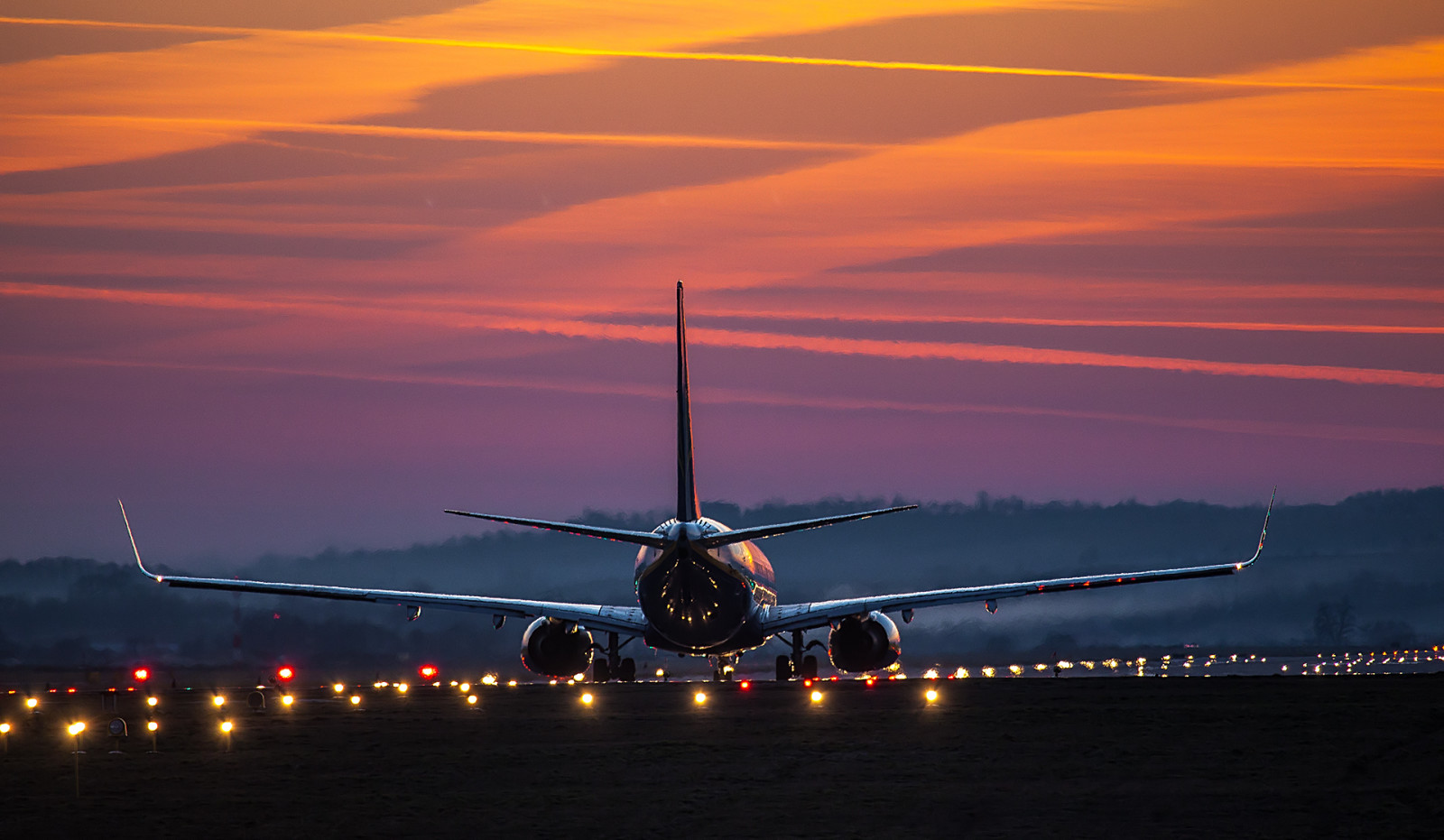 lichten, dageraad, het vliegtuig, luchtvliegtuig, luchthaven