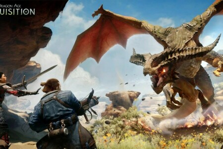 battle, bioware, Crossbow, dragon, dwarf, Electronic Arts, fire, leaves