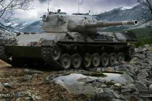 Gennemsnit, tysk, landskab, Leopard 1, bjerge, sten, tank, VERDEN AF TANKS