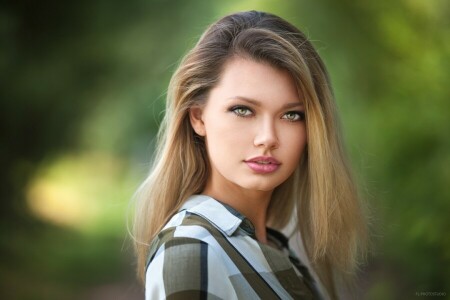 blond, Bokeh, Nahansicht, Tiefenschärfe, Gesicht, Mädchen, grüne Augen, Lippen