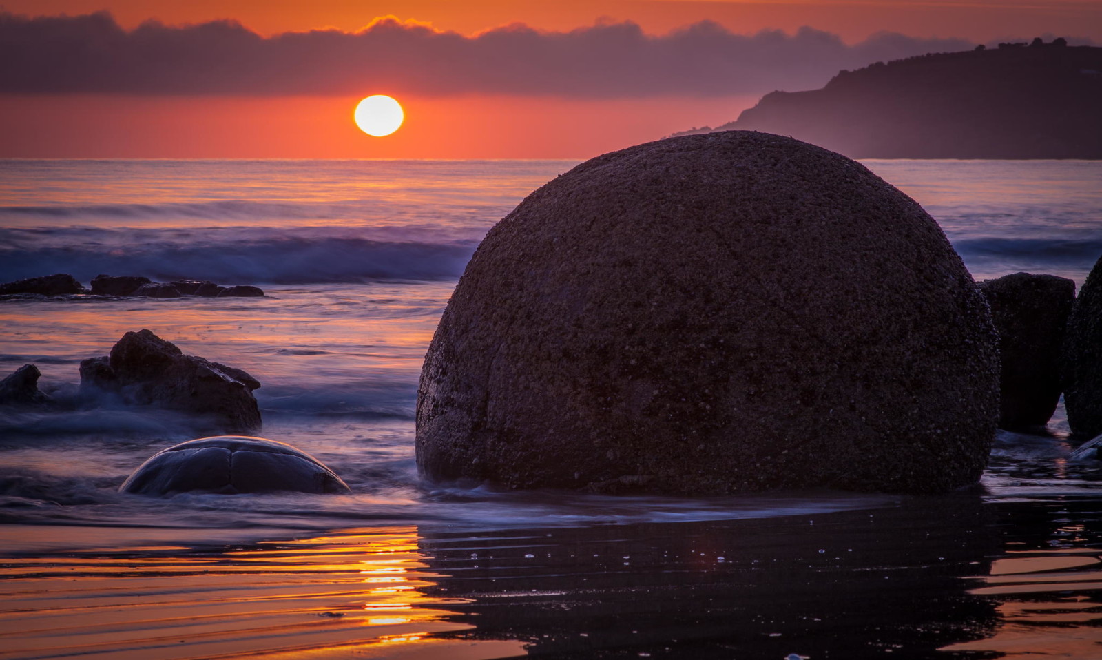 shore, The ocean, dawn, stone, round