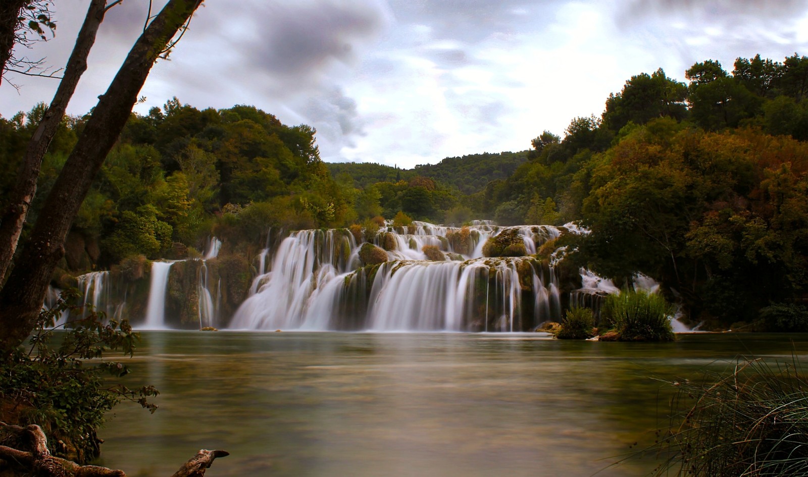 jesień, rzeka, wodospad, Chorwacja, kaskada, Park Narodowy Krka, Rzeka Krka, Dalmacja