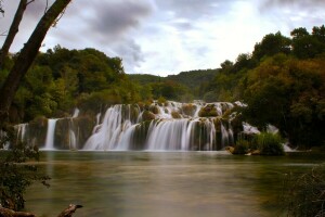 høst, kaskade, Kroatia, Dalmatia, Krka nasjonalpark, Krka River, elv, Skradinski Buk