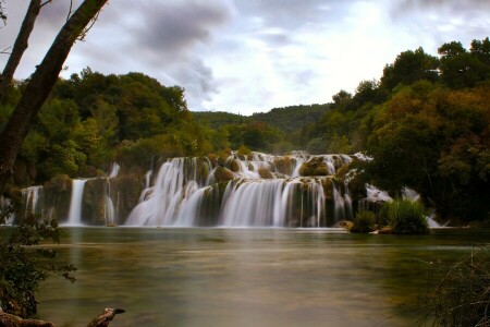 sonbahar, Çağlayan, Hırvatistan, Dalmaçya, Krka Ulusal Parkı, Krka Nehri, nehir, Skradinski Buk