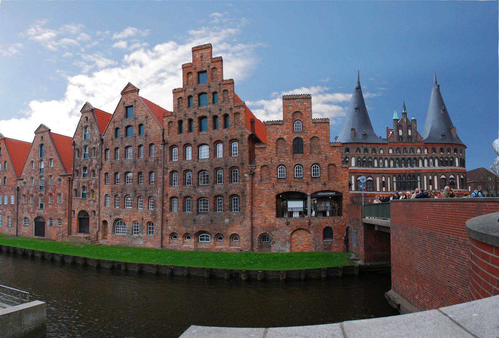 el cielo, río, hogar, Alemania, Puente, portón, torre, Lübeck