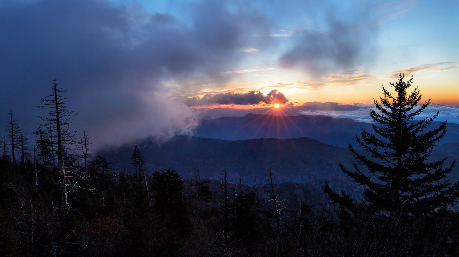 landscape, morning, mountains