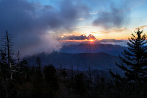 landscape, morning, mountains