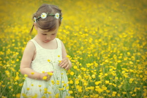 field, girl, mood