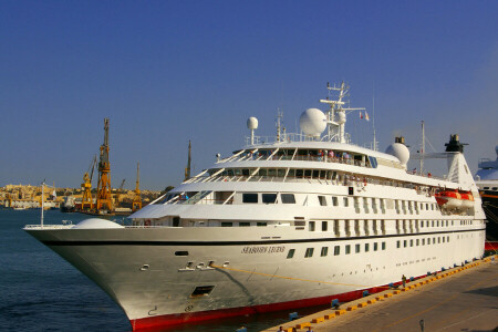 molo, porta, mare, nave, il cielo, yacht