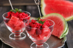 berry, dessert, slices, water melon, watermelon