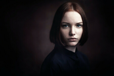 dégradé de couleurs, taches de rousseur, portrait, Studio, la beauté