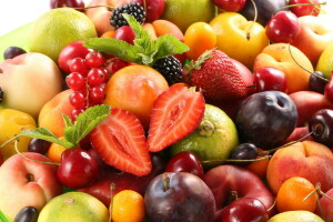 baies, Cerise, Frais, fruit, des fruits, Les pêches, prune, fraise