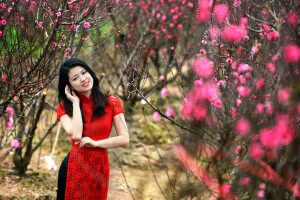 Jardin, fille, la nature