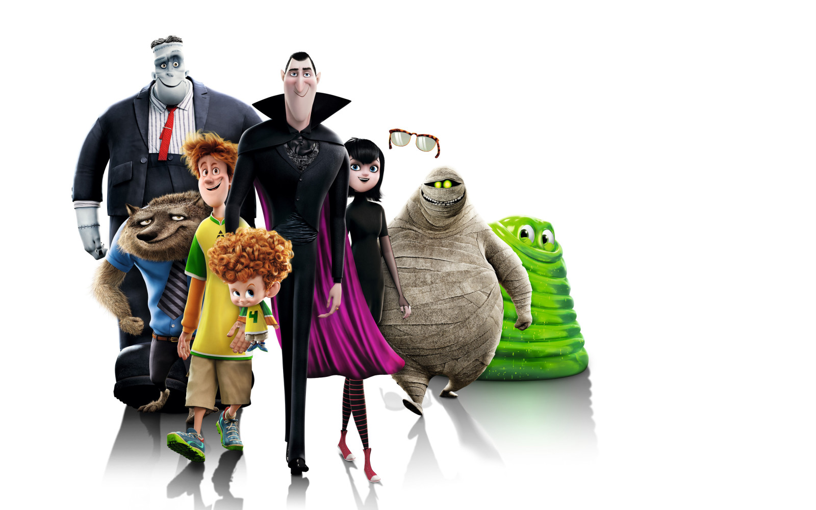 tegn, hvit bakgrunn, tegnefilm, Dracula, Frankenstein, Mavis, Dennis, Jonathan