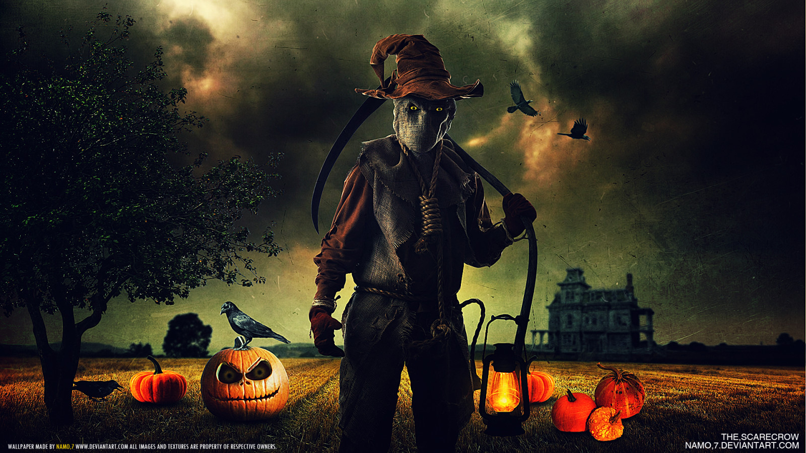 maison, chapeau, yeux, sac, citrouille, lampe, Halloween, tresser