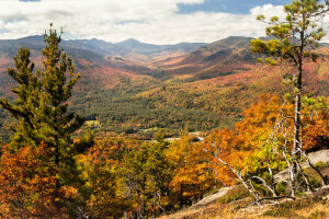 l'automne, des nuages, paysage, montagnes, pente, Le ciel, des arbres