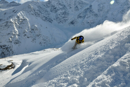 Montagne, ski, skieur, neige, hiver