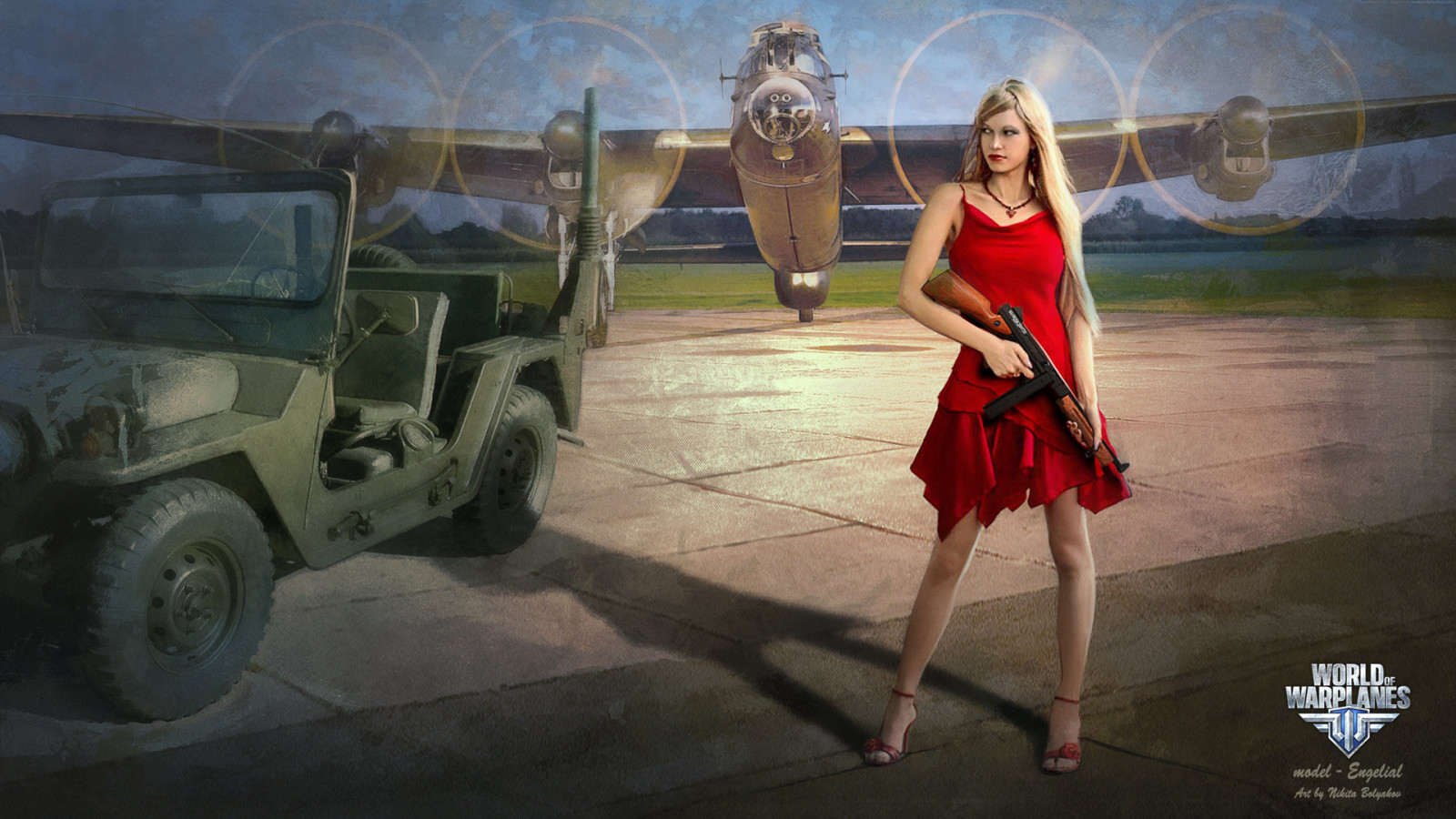 girl, Machine gun, air, the plane, Machine, aviation, MMO, WoWp