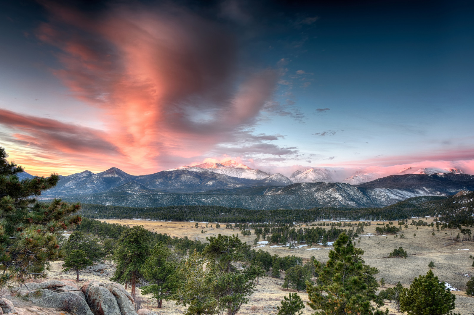 Woud, natuur, de lucht, bomen, bergen, Colorado, Rocky Mountain National Park