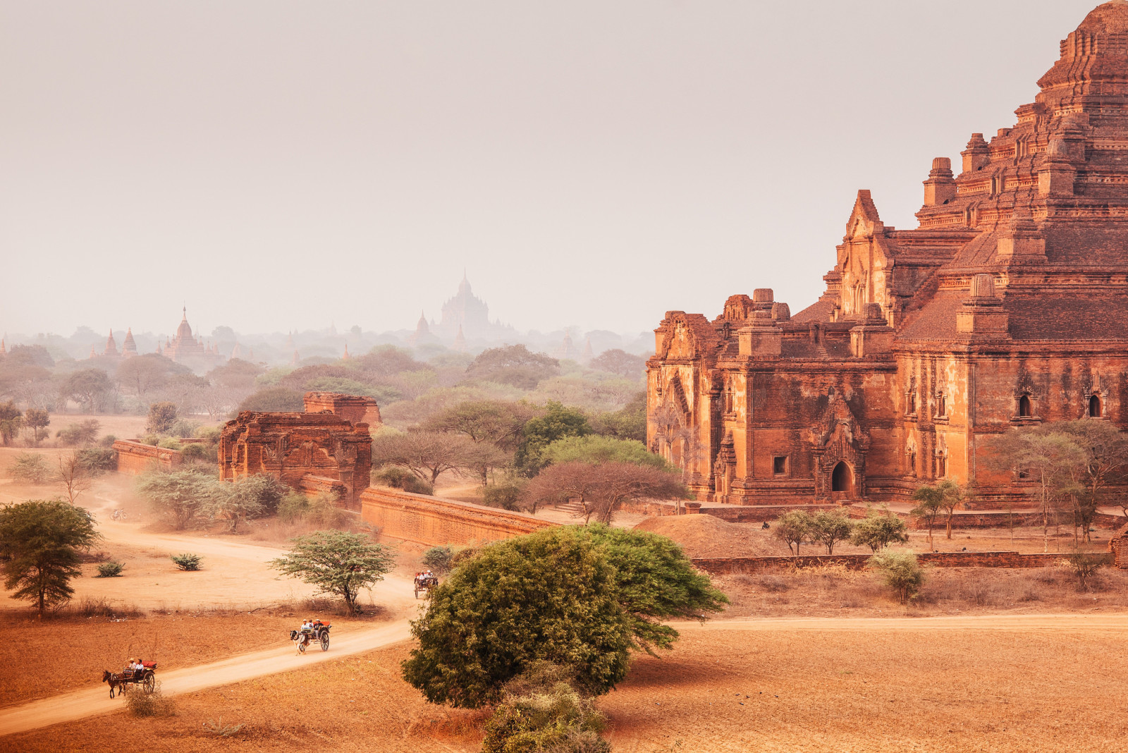 il cielo, strada, Polvere, asciutto, Myanmar, Bagan, templi, Carrello per cavalli