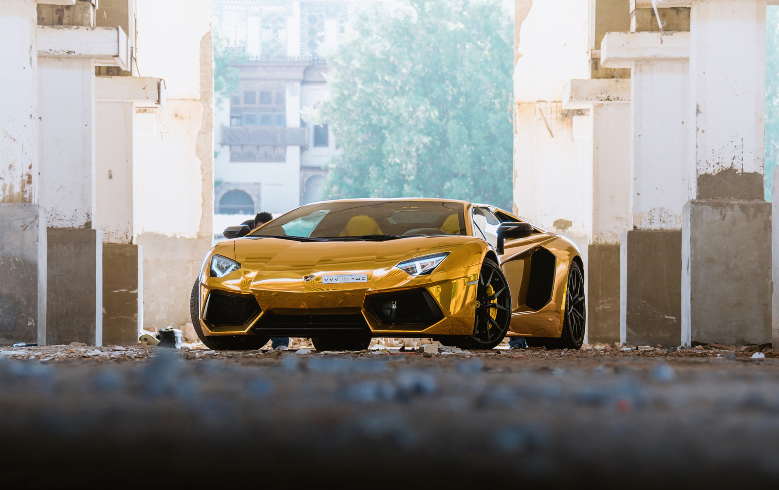 Lamborghini, Aventador, d'oro, Roadster