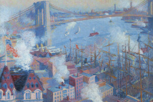 Pont, Le pont de Brooklyn, Accueil, New York, image, Le paysage urbain, Theodore Earl Butler