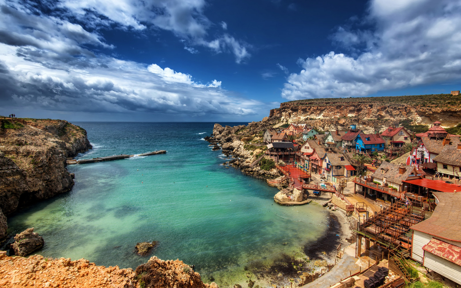 plage, mer, côte, Malte, village de popeye