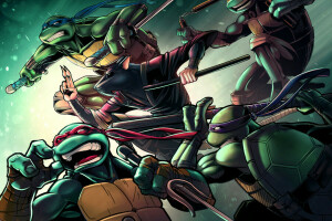 Donatello, Leonardo, Michel-Ange, mutant, Raphael, rat, éclat, Tortues ninja mutantes adolescentes