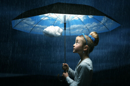 fille, parapluie