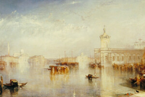 barcos, Dogano, hogar, imagen, mar, El paisaje urbano, Venecia, William Turner