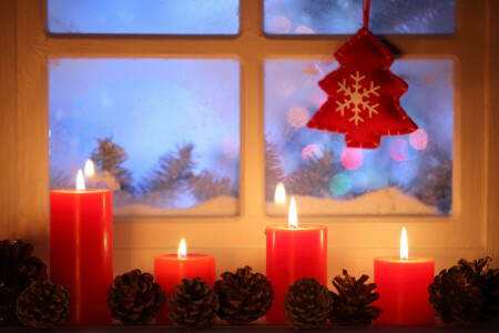 candle, Christmas, decoration, lantern, light, Merry, New Year, snow