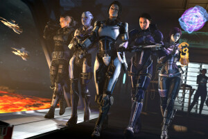 Asari, Ashley Williams, dievčatá, Glubinny Zorah nar Rayya, zdvihák, Liara T soni, Mass Effect, Miranda Lawon