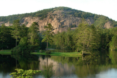 île, Montagne, la nature, rivière, Le ciel, des arbres