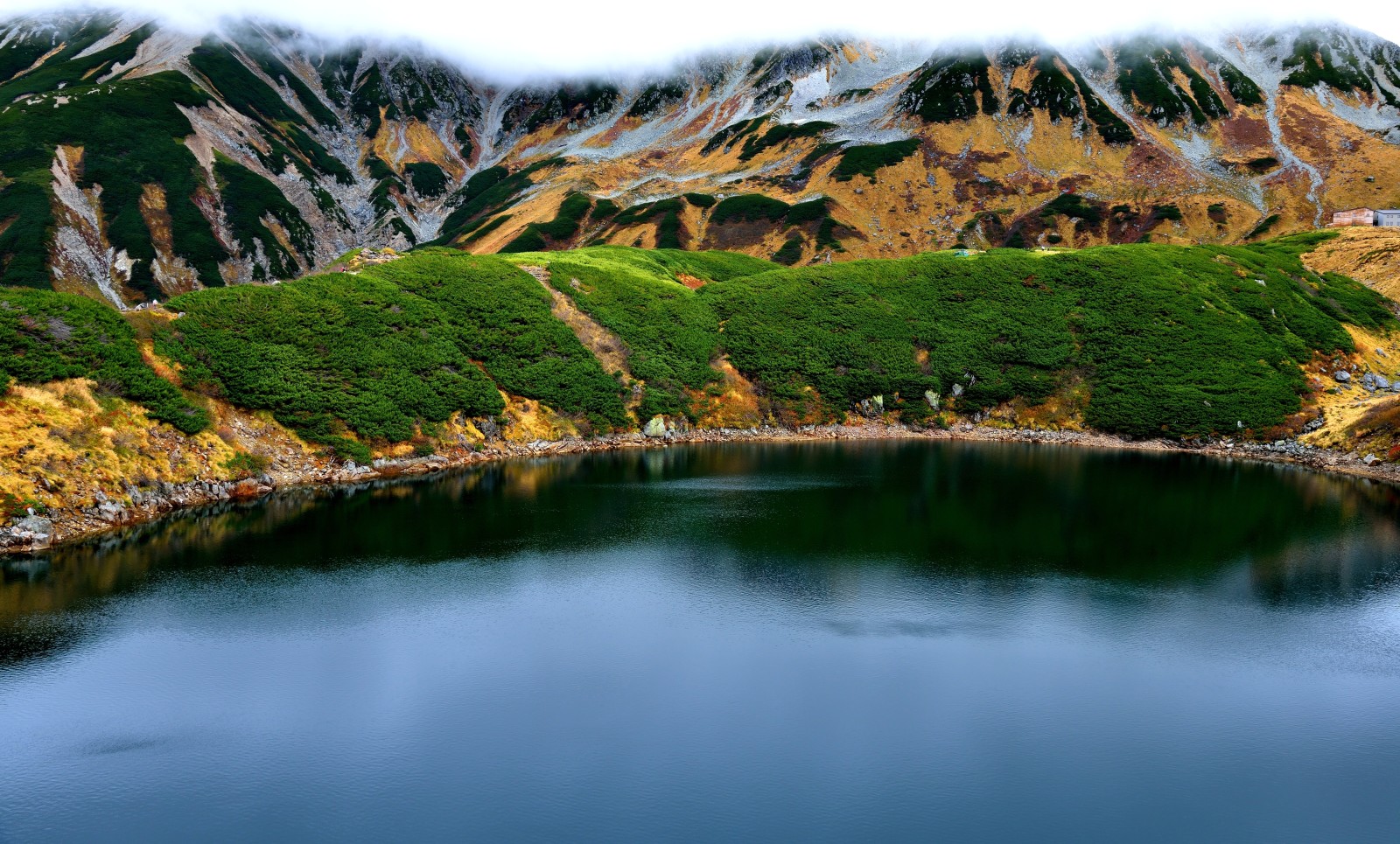 Natura, jezioro, góry, Japonia, zdjęcie, Toyama