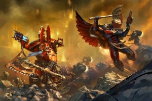 batalla, frenético, campeón, Kharn el traidor, Khorne, motivo, Warhammer 40 000