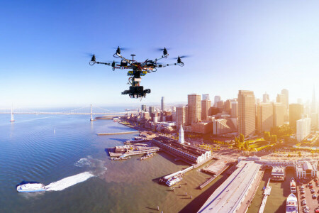 city, Drone, sensors, technology