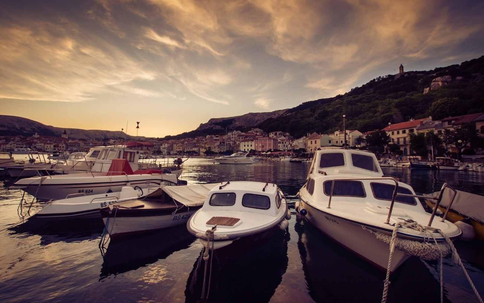 Bahía, barcos, Croacia, Puerto, cabeza, Baska