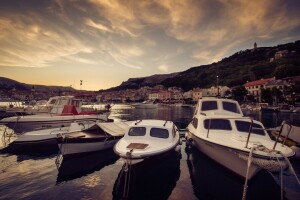 Baska, Bay, boats, Croatia, head, port