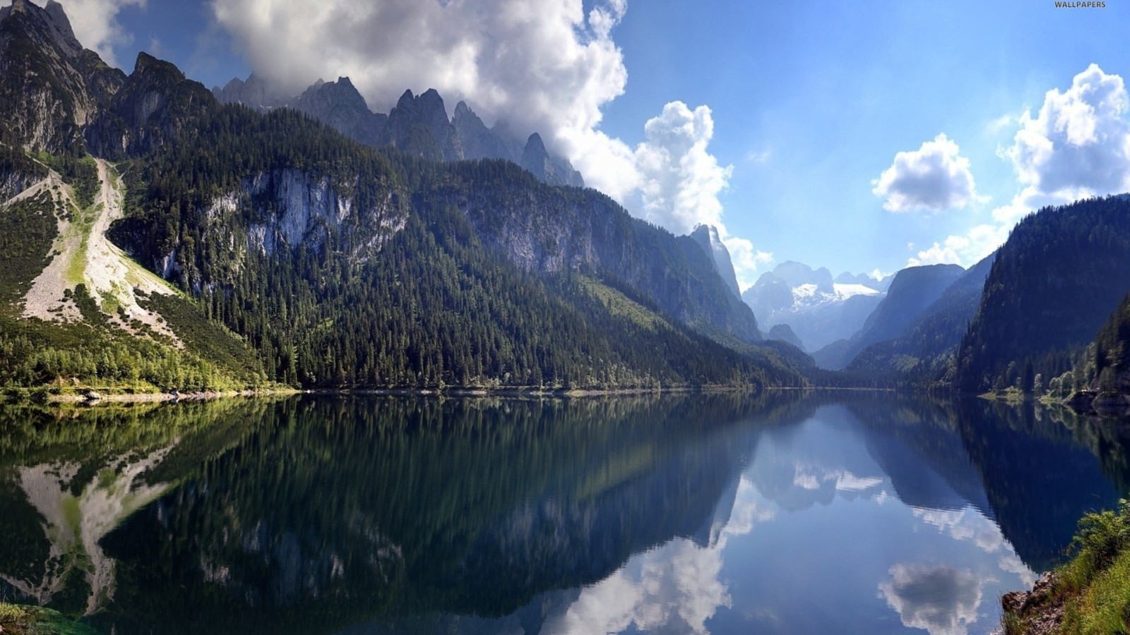 refleksjon, skyer, Østerrike, Dachstein