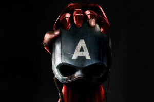 schwarzer Hintergrund, Captain America, Comic, Fiktion, Hand, Ironman, Wunder, Maske