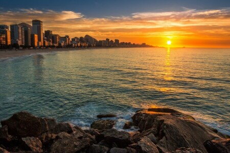 Brasilien, Leblon, Rio de Janeiro, Sonnenaufgang