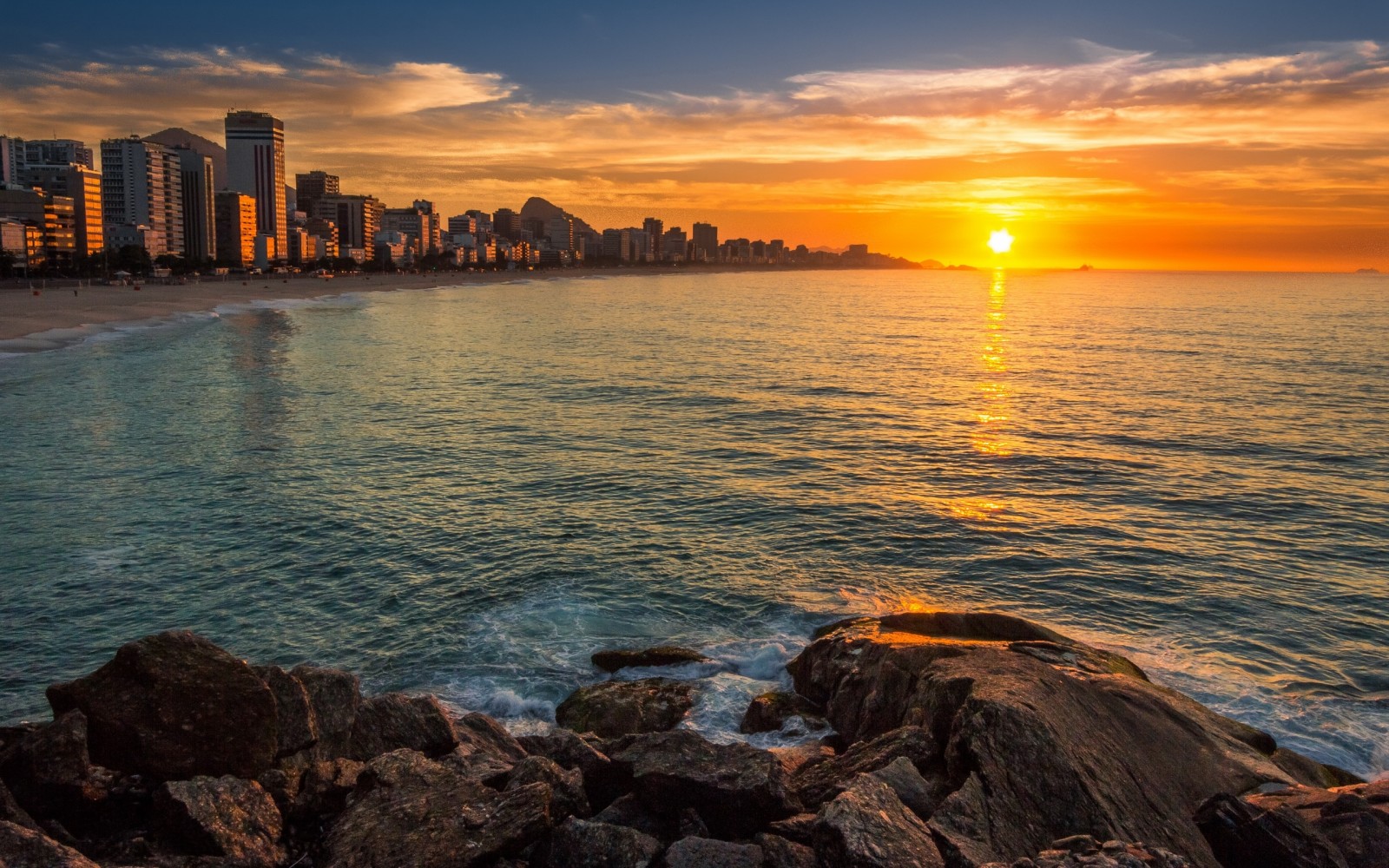 Solopgang, Brasilien, Rio de Janeiro, Leblon