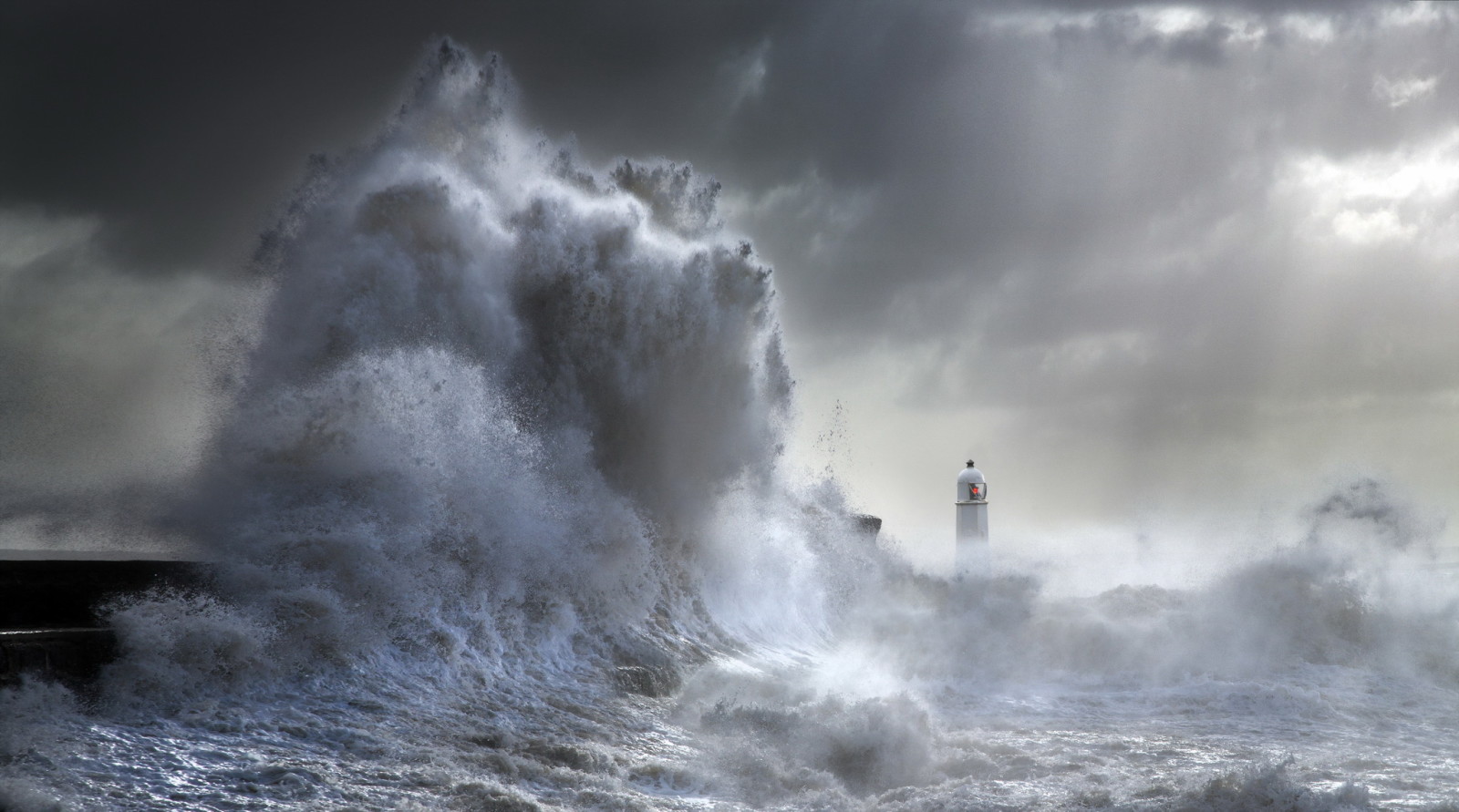 sea, Lighthouse, wave