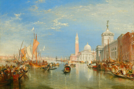 bateaux, Accueil, image, mer, Le paysage urbain, Venise, William Turner