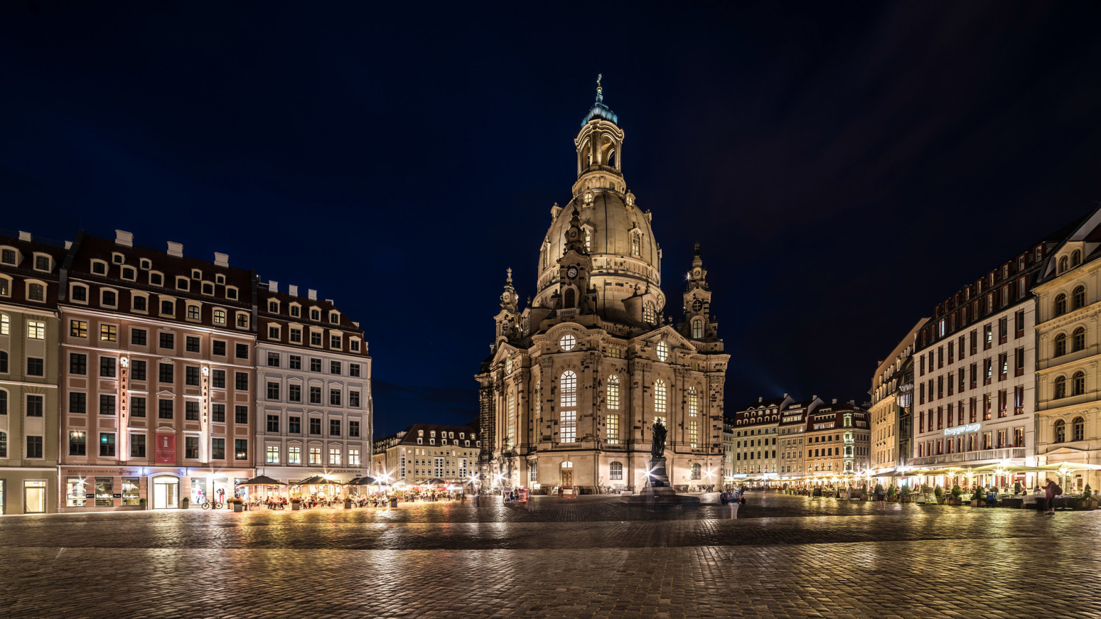 the city, lights, night, Germany, people, lighting, area, monument