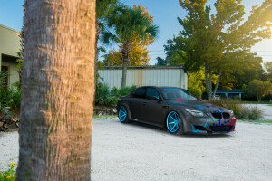 Beemteam, bleu, BMW, voiture, De face, sport, Soleil, roues