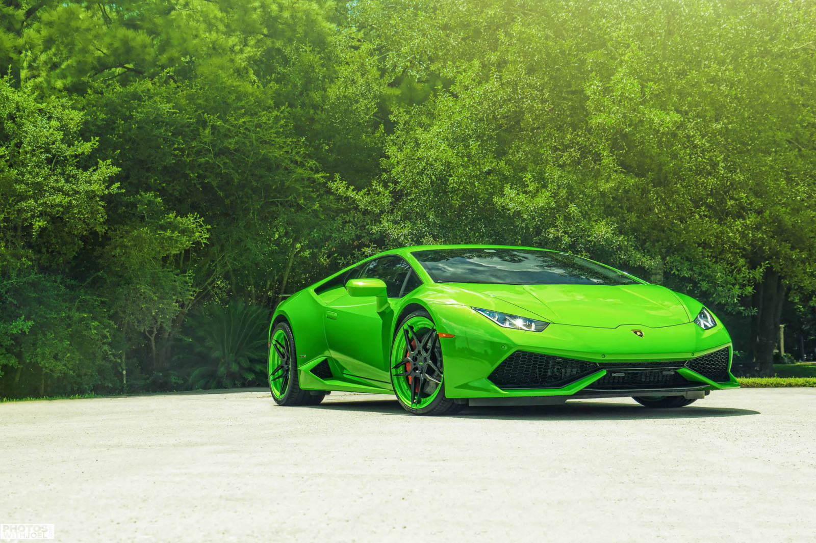 Lamborghini, Super-carro, cor, verde, Huracán, Frente, rodas, Adv.1