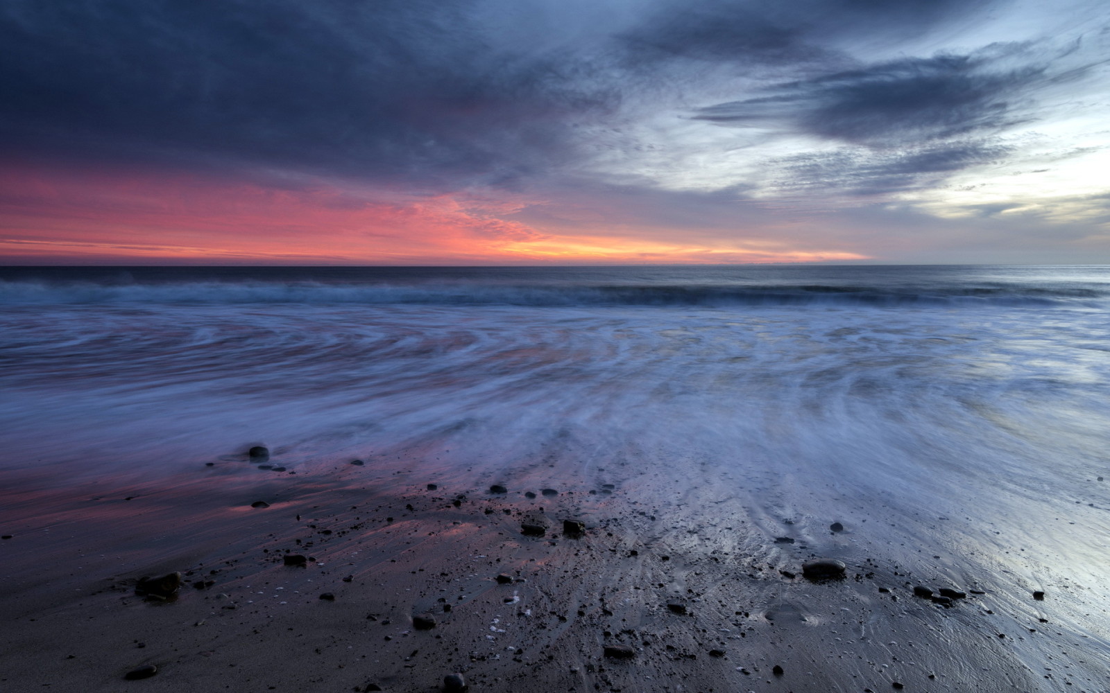 le coucher du soleil, mer, Californie, Sycamore Cove