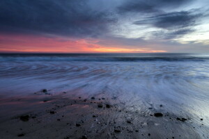 California, mare, tramonto, Sicomoro Cove